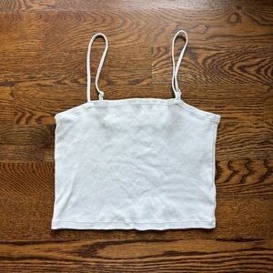 Aerie White Ribbed Cropped Cami Tank Size Large Adjustable Straps Size Large